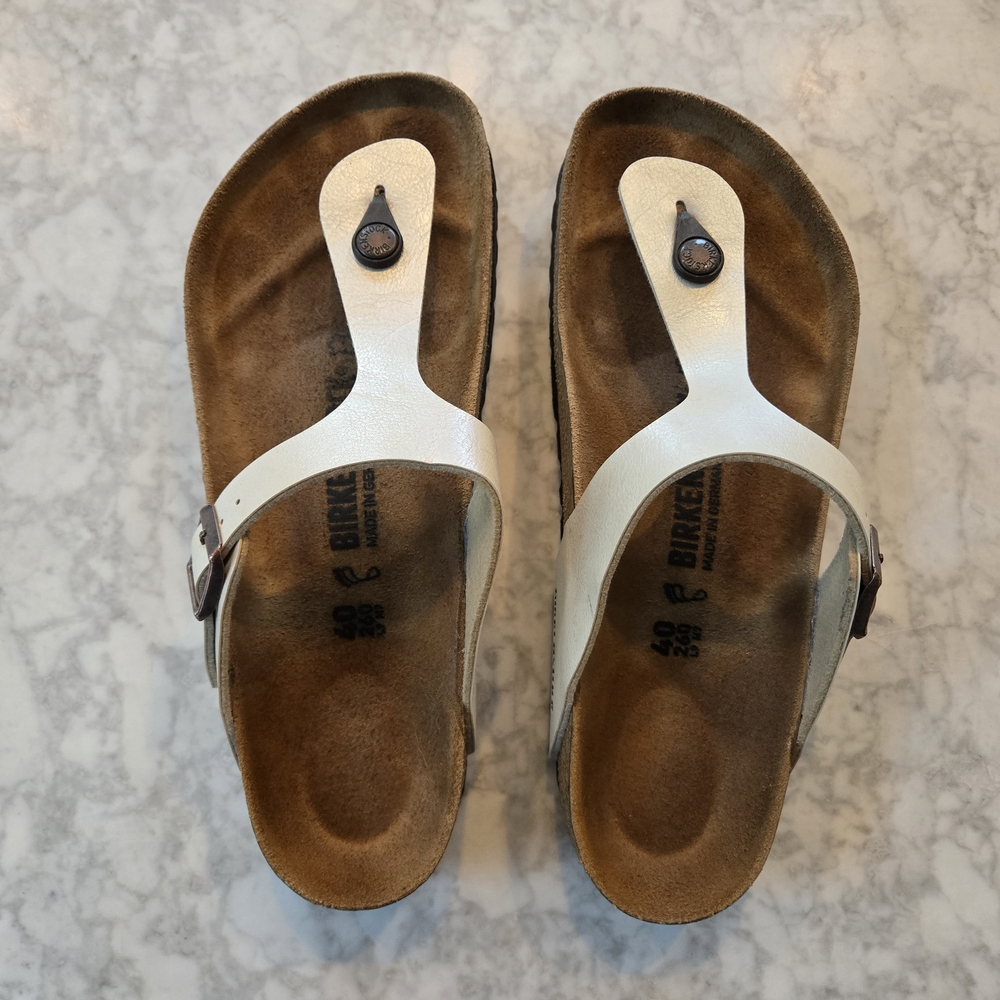 Birkenstock White Gizeh Sandals